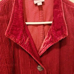 JJill cordoroy coat with velvet trim, size XL